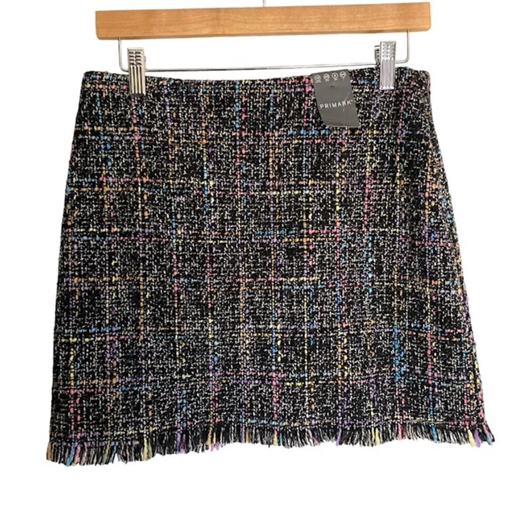 NWT Primark Tweed Black Multi Mini Skirt 8